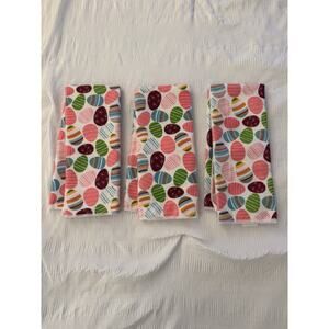 Lot of 3 Easter Dish Towels Egg Pink Multicolor Holiday Festive Home Kitchen